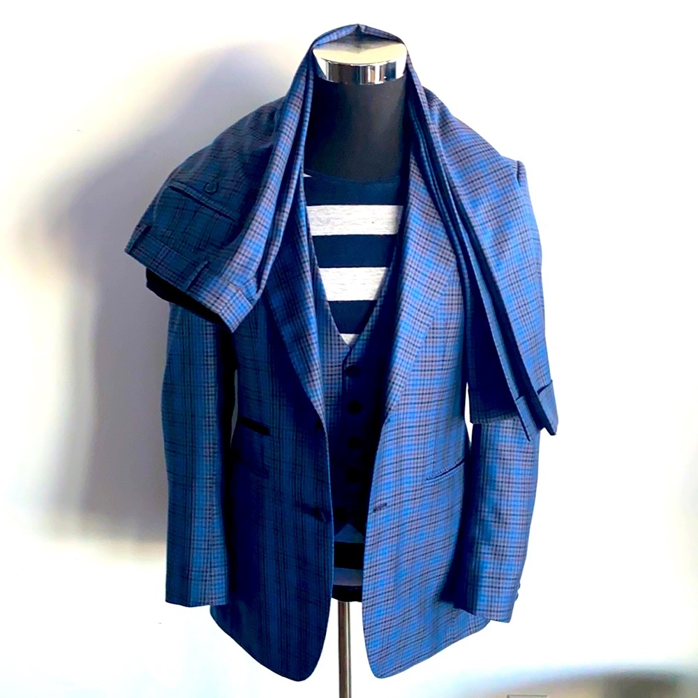 $1,295 3P Bespoke Custom Suede Collar Suit 48R - Picture 11 of 16